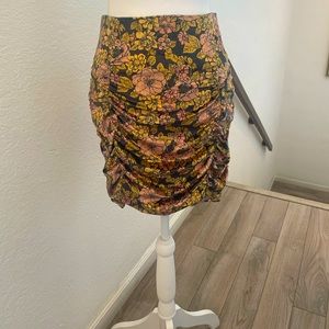 Free People ruched velvet skirt